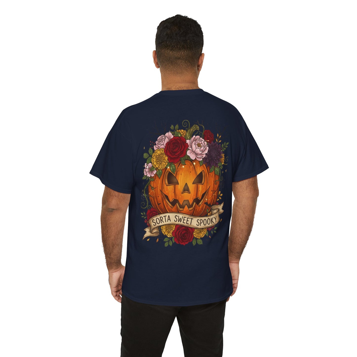 Halloween Pumpkin Tee, Spooky T-Shirt for Fall Celebrations, Unisex Heavy Cotton Shirt, Cute Halloween Gift, Autumn Vibes Apparel