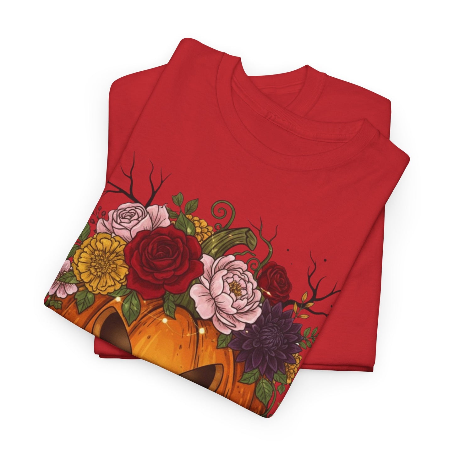 Halloween Pumpkin Tee, Spooky T-Shirt for Fall Celebrations, Unisex Heavy Cotton Shirt, Cute Halloween Gift, Autumn Vibes Apparel