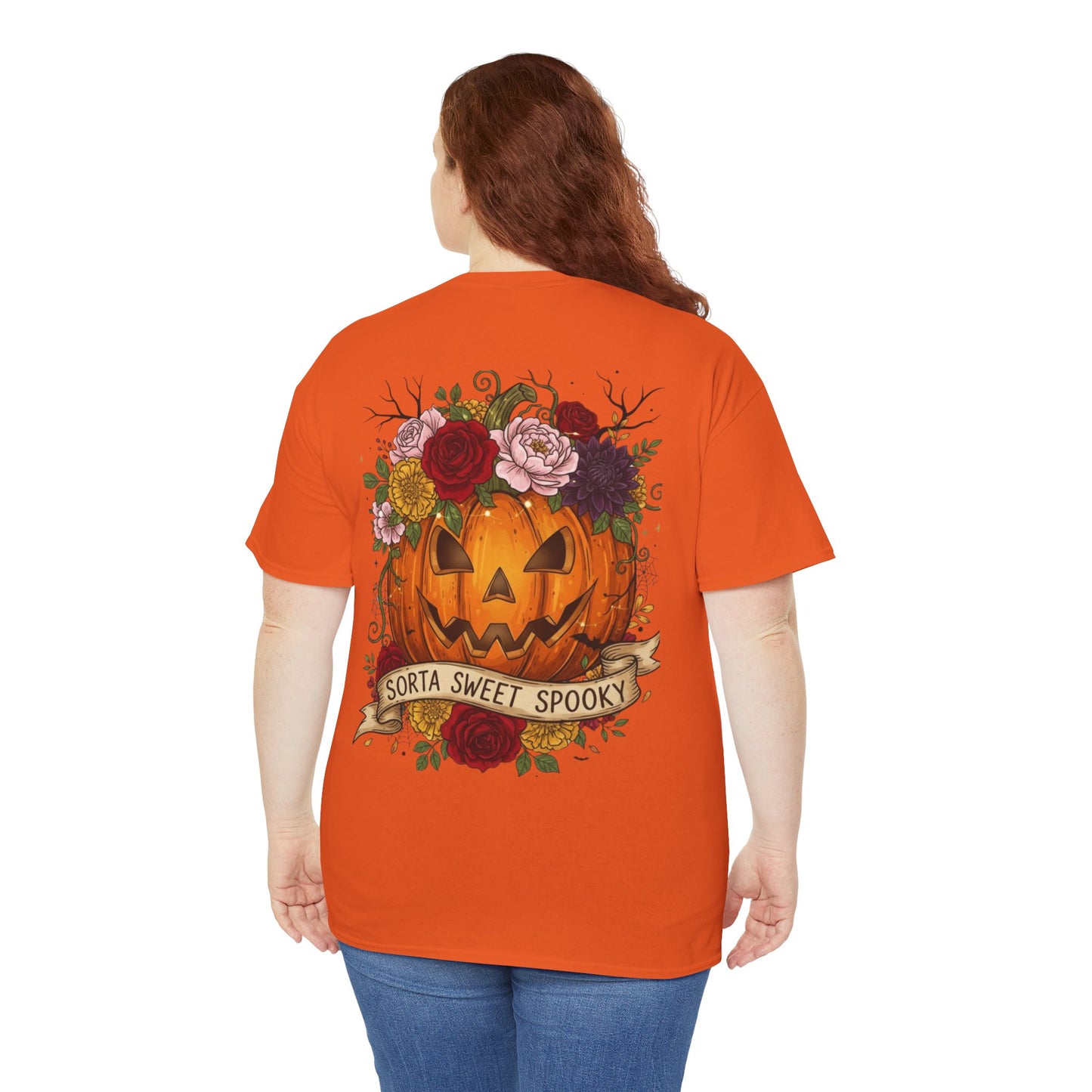 Halloween Pumpkin Tee, Spooky T-Shirt for Fall Celebrations, Unisex Heavy Cotton Shirt, Cute Halloween Gift, Autumn Vibes Apparel
