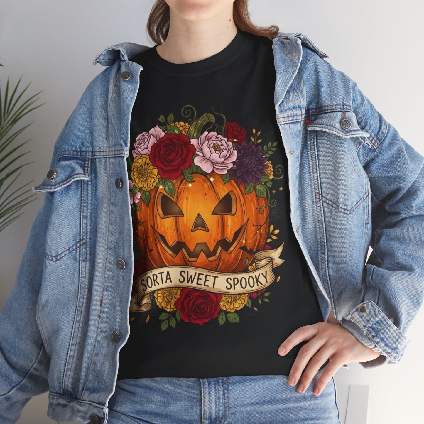 Halloween Pumpkin Tee, Spooky T-Shirt for Fall Celebrations, Unisex Heavy Cotton Shirt, Cute Halloween Gift, Autumn Vibes Apparel