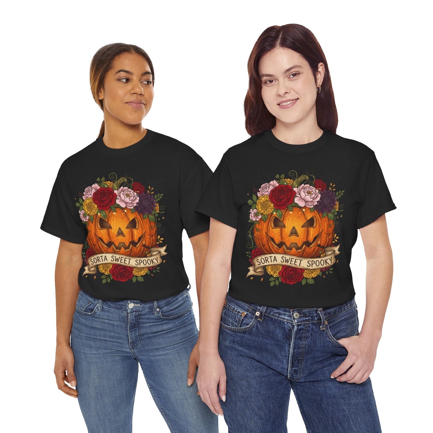 Halloween Pumpkin Tee, Spooky T-Shirt for Fall Celebrations, Unisex Heavy Cotton Shirt, Cute Halloween Gift, Autumn Vibes Apparel