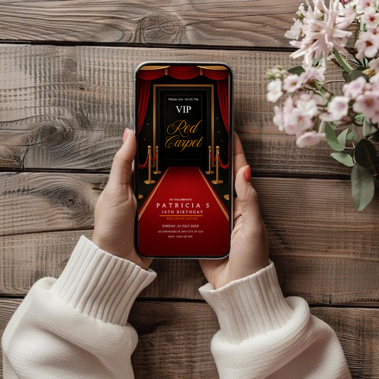Red Carpet Hollywood Invitation: Editable Glam Party Template (Digital Download)