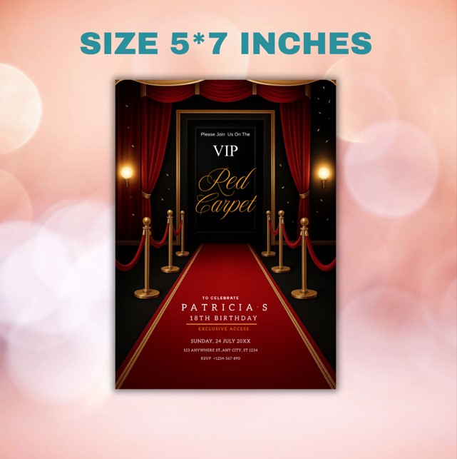 Red Carpet Hollywood Invitation: Editable Glam Party Template (Digital Download)