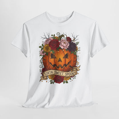 Halloween Pumpkin Tee, Spooky T-Shirt for Fall Celebrations, Unisex Heavy Cotton Shirt, Cute Halloween Gift, Autumn Vibes Apparel
