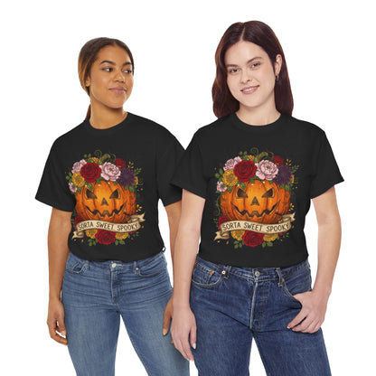 Halloween Pumpkin Tee, Spooky T-Shirt for Fall Celebrations, Unisex Heavy Cotton Shirt, Cute Halloween Gift, Autumn Vibes Apparel