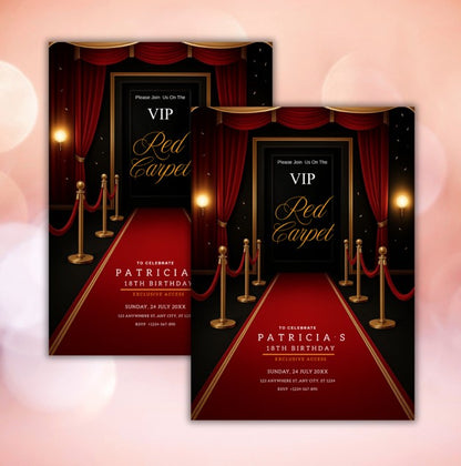 Red Carpet Hollywood Invitation: Editable Glam Party Template (Digital Download)